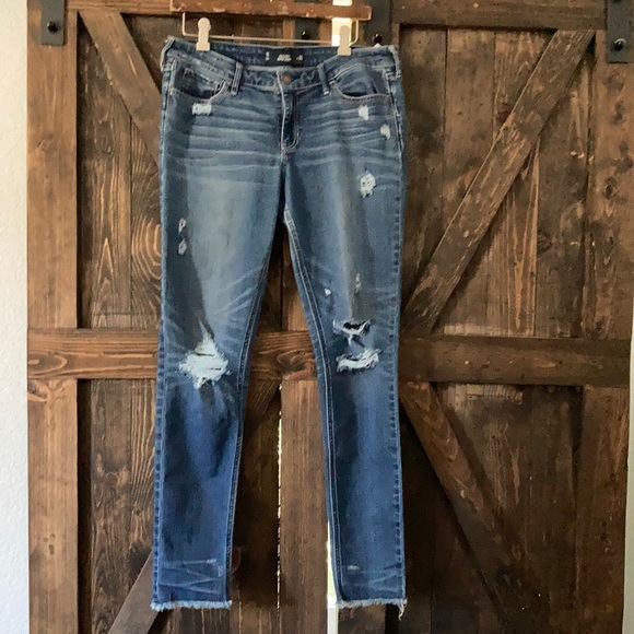 Hollister Denim - Hollister super skinny distressed frayed jeans